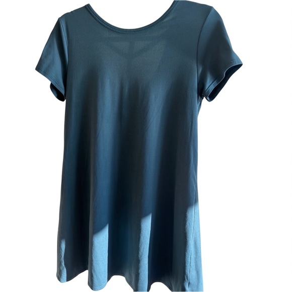 Alya Teal A-Line Dress Small Short Sleeve Stretch Casual Skater Dress - Picture 2 of 10